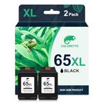 COLORETTO Ink Cartridges 65XL Black for HP DeskJet 3755 3772 3752 3722 3720 3700 2655 2652 2624 2630 2675 2600 Envy 5055 5052 5010 5000 AMP125 Printer Remanufactured hp 65 XL High-Yield Noir 2-Pack