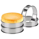 JVBAJV4 Pcs Crumpet Rings,Non Stick Double Rolled Tart Rings Stainless Steel English Muffin Cooking Rings for Cooking Crumpets Eggs Pastry Mousse(8CM,10CM)