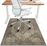 48"x72" Office Chair Mat for Hardwood Tile Floor, Under Desk Carpet Protector for Rolling Computer Chair Mat, Machine Washable Area Rug, Anti-Slip 1/5" Thick Low Pile Thin Vinyl Floor Mat, Brown