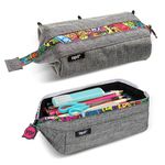 ZIPIT Lenny Pencil Case | Large Capacity Pencil Pouch | Pencil Bag for School, College and Office (Grey and Doodles)