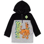 Scooby-Doo Big Boys Fleece Half-Zip Pullover Hoodie Grey/Black 10-12