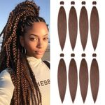 Pre Stretched Braiding Hair 30 Inch 8 Packs Dark Brown Braiding Hair Extensions Long Braiding Hair Synthetic Fiber Crochet Twist Braids