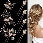 7 Pieces Wedding Hair Pins Gold Lea