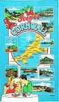 Cornwall Tea Towel Cornish Souvenir Gift Lands End Landmarks Scenes Map Blue