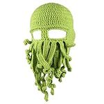 Kafeimali Men's Head Barbarian Vagabond Beanie Original Foldaway Beard Octopus Pirate Hats Bearded Caps (Green)