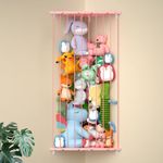 Befayoo Corner Stuffed Animal Storage Toy Organizer - 2-in-1 Splice Large Kids Stuffed Animals Holder for Nursery Playroom Bedroom Living Room(Pink)