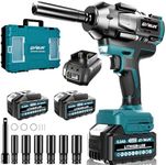 Geveelife 1000N.m (738Ft-lbs) Brushless Impact Wrench, 1/2" Cordless Impact Gun w/ 2x 5.0Ah Battery, Fast Charger & 6 Sockets, 3800RPM Electric Impact Driver for Truck Car/Home DIY/Industry