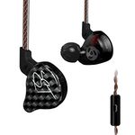 Yinyoo In Ear Monitors KZ ZST Hybrid Earphones Banlance Armature with Dynamic in Ear Headphone 1BA+1DD Hifi Headset (With mic, Black)