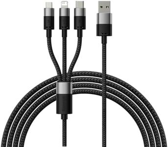 Baseus 3 in 1 Charging Cable, Nylon Braided Multi Charging Cable with Micro USB/Type C/Lightning, 3.5A Fast Charging & USB C to Lightning Cable for iPhone, iPad, Samsung, Android (1.2m, Black)