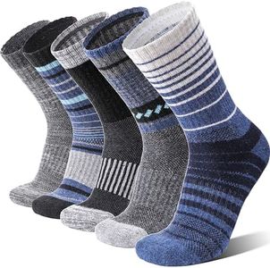Merino Wool Socks for Women Men Thermal Winter Warm Hiking Crew Boot Work Thick Cozy Gift Socks Stocking Stuffers 5 Pairs(Purplish Blue Grey,L)