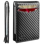 Zitahli Mens Slim Wallet with Money Clip Minimalist 7 Slots RFID Front Pocket Wallets for Men with Pull Tail