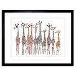 Wee Blue Coo Dt Group Of Giraffes Photo Framed Wall Art Print