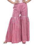 Clothy N Wave Women's Flared Pink Printed Sharara (SHAPinkPrint02-L) Regular