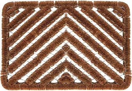 FOOTMATTERS Ninamar Natural Coir Herringbone Door Mat - 24 x 16 inch