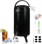 Insulated Beverage Dispenser 3 Gallon, Hot Drink Dispenser with 304 Stainless Steel Interior, Hot Water Dispenser for Parties, Hot Water Urn with Stand for Coffee Chocolate Tea Milk, 2 Pc,Black,NEW