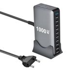 1000W USB C Charger Block,10-Port USB C Charging Station GaN IV Travel Essentials Multiple Port Charging Station,140W Laptop Fast Charger Adapter for Mac Book Pro/Air,DE/LL,1Pad,1Phone, (YMX-1000W)
