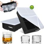 Walfos® Silicone Large Ice Cube Molds with Lids,Ice Cube Tray, 2 Pack, Flexible & Easy Release, BPA Free and Dishwasher Safe, Perfect for Cocktail, Whiskey, Chocolate, Baby Food