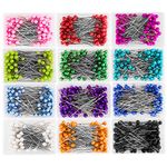 AIEX 1200 Pieces Sewing Pins Multicolor Head Pins Straight for Dressmaker Jewelry Decoration Sewing Projects(1.57inch)