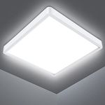 Defurhome LED Ceiling Light, 18W 1500LM,100W Equivalent,5000K Daylight White,Waterproof IP54, Flush Mount, Square,Ideal for Bathroom,Kitchen,Office,Toilet,Porch, Bedroom,Utility Room,22cm(White)