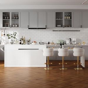 homary Extendable Kitchen Island, 81"-106" Kitchen Island Cabinet with Sintered Stone Top, Storage Drawers & Doors, White, Right-Hand Facing