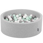 KiddyMoon 90X30cm/200 Balls ∅ 7Cm / 2.75In Baby Foam Ball Pit Made In EU, Light Grey:White/Grey/Mint