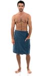 TowelSelections Men's Wrap, Shower & Bath Terry Towel with Snaps Small/Large Stellar Blue