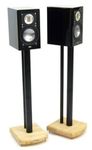 MOSECO 7 Black and Natural Bamboo Speaker Stands