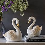 Home Centre Magnus Solid White Polyresin Swan Figurines - Set of 2