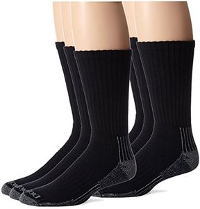 Dickies Men's Heavyweight Cushion Compression Work Crew Socks (3 & 6 Pairs), Black (3 Pairs), 6-12
