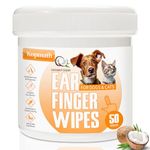 Kopmath Dog Ear Wipes, Ear Cleaner Finger Wipes for Dogs & Cats, Gently Remove Earwax & Odor, Soothe Ear Itching and Infection, Easy to Use, Natural Cat Ear Wipes for Dogs, 50 Count, Coconut Scent