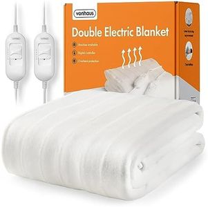 VonHaus Electric Blanket Double, Heated Mattress Topper for Double Bed, Heated Under Blanket Cover Sheet – Dual Controls, Corner Ties, 3 Heat Settings, Safety Shut Off, Machine Washable, 190 x 135cm