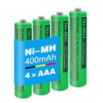 4pcs 400mAh BK-40AAABU Ni-MH AAA Rechargeable Battery for Panasonic, 1.2V BK-40AAABU 400mah AAA Rechargeable Batteries for Panasonic Cordless Phones