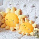 2 Pcs Cute Sun Pillows, Soft Plush Decorative Pillow, Sun Shaped Throw Pillow Car Kids Cushion Seating Pad for Bedroom Nursery Playroom Decoration Gifts (13.7 Inch & 23.6 Inch)