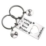 LParkin Best Friend Keyring Set of 2 Best Bitches for Life BFF Sister Gift Bestie Gifts Christams Birthday Maid of Honor Gift Bitches Love Forever Keyrings 1/2”2” Stainless Steel