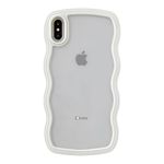 Cat Care Back Cover Compatible with iPhone Xs Max, Adorable Curly Wave Frame Clear Case for Girls and Women, Transparent Soft Silicone TPU Bumper Shockproof Protective Cover (White)