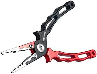CRAZY SHARK Aluminum Fishing Pliers, Saltwater Resistant Fishing Tackle, Split Ring Pliers Fishing Pliers Hook Unloader, Fishing Gifts for Men