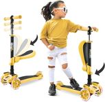 Hurtle, 3 Wheel Try Scooter for Kids - Ages 2-12, Kids Scooter, Boys & Girls Scooter, w/Flip-able Seat, Scooter for 2+ Year Old, Foldable Kick Toddler Scooter, Flashing Lights, Adjustable Height