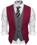 COOFANDY Men's Layered Suit Vest Business Dress Vests Formal Wedding Waistcoat Slim Fit