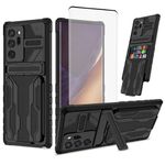 KOARWVC Case for Galaxy Note 20 Ultra Case, Samsung Note20 Ultra SM-N986F Wallet Case with Screen Protector, Card Holder Built-in Stand Protective Phone Cover for samsung galaxy note 20 ultra Black