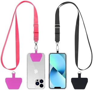 CACOE Phone Lanyard 2 Pcs Adjustable Neck Strap,4 Pcs Patches,Universal Crossbody Multifuctional Patch Cell Phone Lanyards Compatible with Most Smartphones(Black+Rose Red)