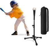 Baseball Tee For Kids, Easy Adjustable Batting Tee From 20.85 to 31.30 Inches. 1 PC Black Foldable Baseball Tees for Hitting with Portable Bag. Softball Tee for Children Aged 3-10 Baseball Training