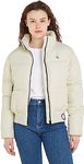 Calvin Klein Jeans Women Winter Jacket Logo Short Puffer, White (Ivory), M