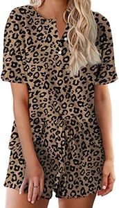 Ekouaer Tie Dye Pajamas Set Womens Loungewear Sleepwear 2 Piece PJ Sets, Brown Black Leopard