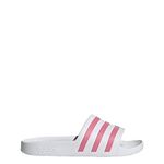 adidas Women's Adilette Aqua Slides Sandal, White/Rose Tone/White, 11