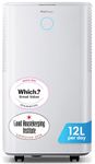Pro Breeze® OmniDry 12L/Day Dehumidifier with Automatic Humidity Sensor & Display, 24Hr Timer, Laundry Drying, Continuous Drainage (White, 12 Litre)