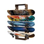 Gtouse Skateboard Rack Wall Mount, 6-Layer Wooden Skateboard Wall Rack for Deck, Skateboard Holder Wall Storage for Skateboard Accessories Homes Garages Clubs and Skate Shops