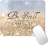 CANFLASHION Mouse Pad, Christian Bible Verses Mouse Pad, Square Waterproof Mouse Pad Non-Slip Rubber Base MousePads for Office Laptop, 9.5"x7.9"x0.12" Inch(Be Still)