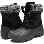 STQ Winter Snow Boots for Women Cold Weather Duck Boots All Black US Size 9