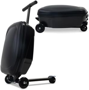 20" Scooter Suitcase for Kids, 2-in-1 Ride On Luggage with Wheels for Boys & Girls Ages 4-15, Foldable Hardshell Carry On Lightweight Travel Suitcase for Airplane