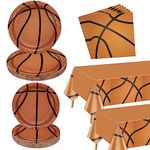 122 Pcs Basketball Party Supplies, Basketball Party Plates, Basketball Tablecloth, Napkins, Basketball Birthday Party Decorations for Teens Kids Boys Basketball Team, Serves 40 Guests